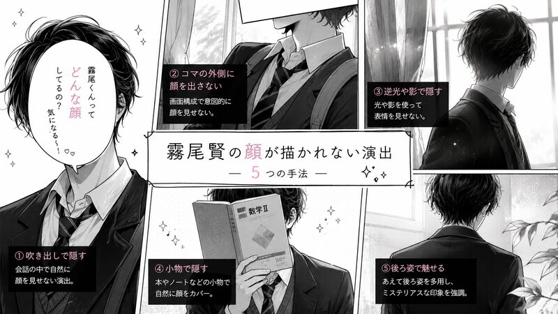 さまざまな手法で顔が隠される『霧尾ファンクラブ』霧尾賢の演出イメージ