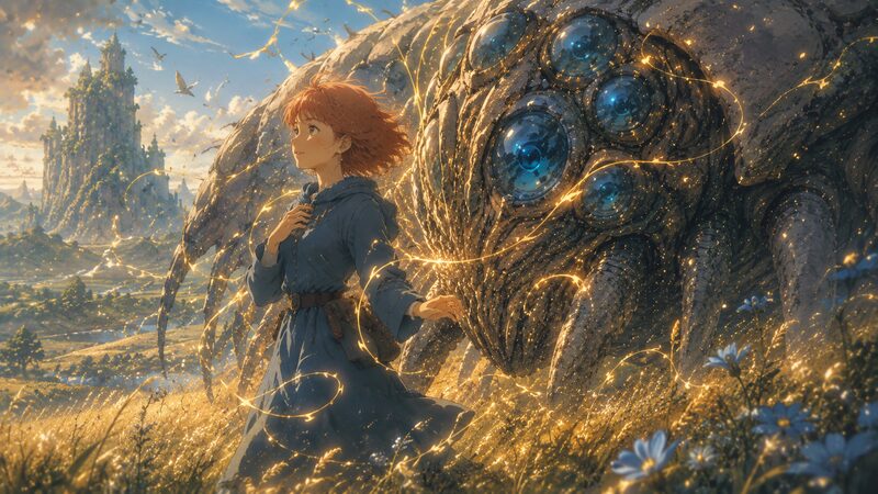 ナウシカと王蟲の命への共感をまとめる幻想的なイメージ