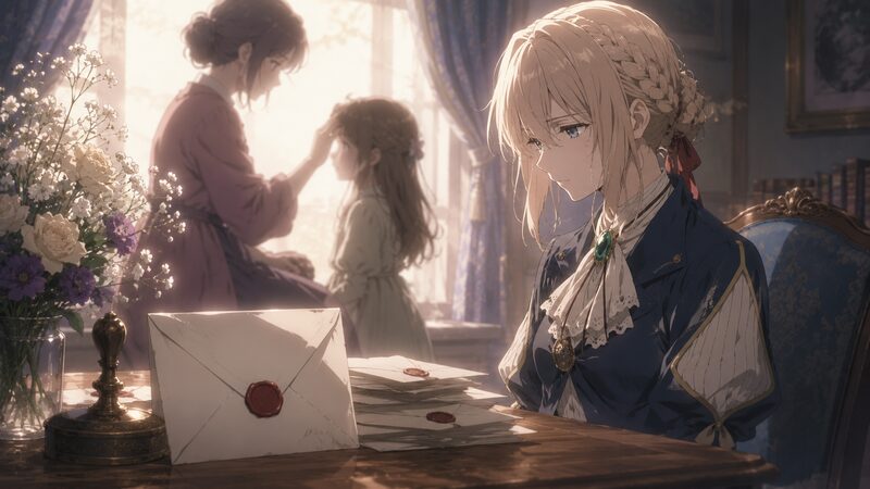 ヴァイオレット・エヴァーガーデン第10話の手紙と母娘の感動を象徴するイメージ