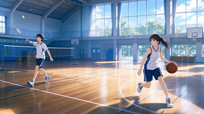 アオのハコのあらすじを象徴する朝練中の少年と先輩のイラスト