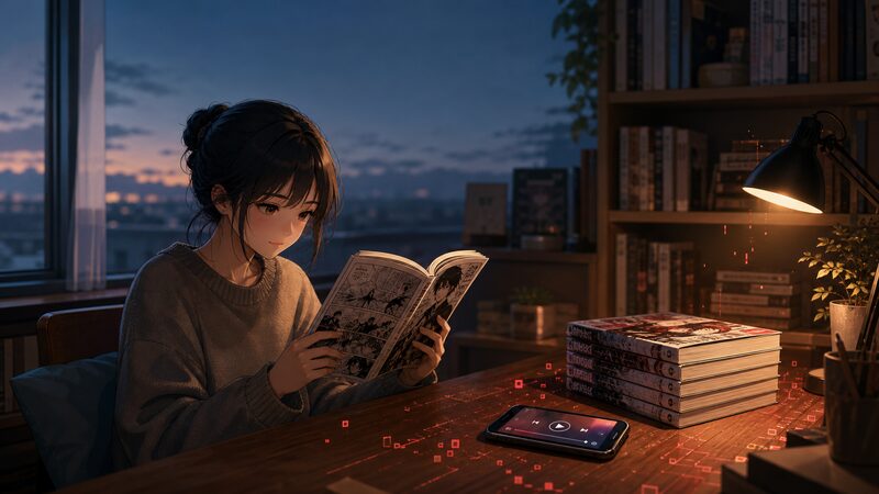 ダーウィンズゲームの原作コミックスとアニメ視聴後の余韻を描いたイメージ