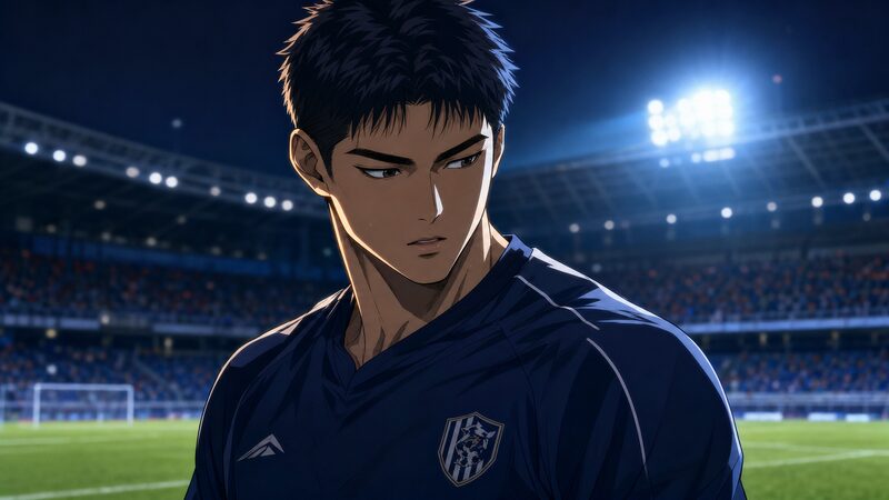 アオアシ 阿久津渚が試合中に言葉を漏らす場面を思わせる構図