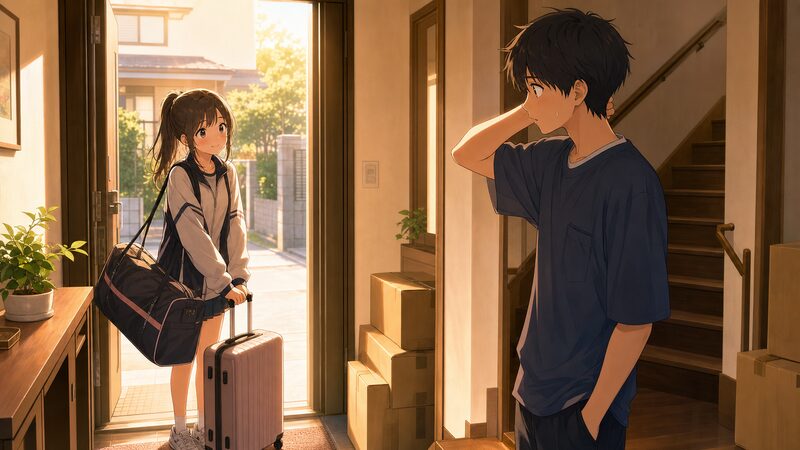 アオのハコで先輩が同居を始める場面を表したイラスト