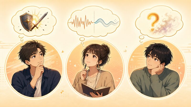出禁のモグラがつまらないと感じる3タイプの読者を表すイメージ