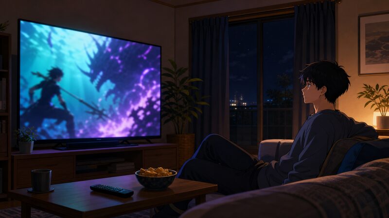 アニメ2期でルルイアス編を視聴する部屋の様子