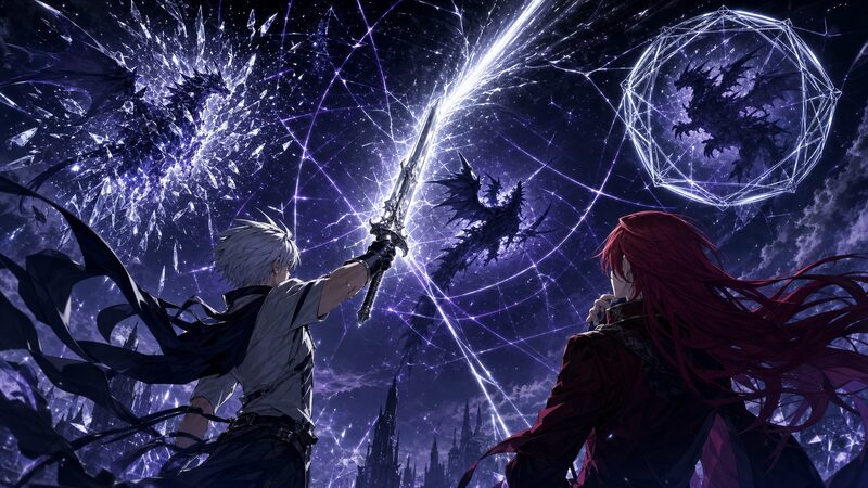 銀彗星と銀気が竜王の魔力へ対抗するラグナクリムゾンの世界