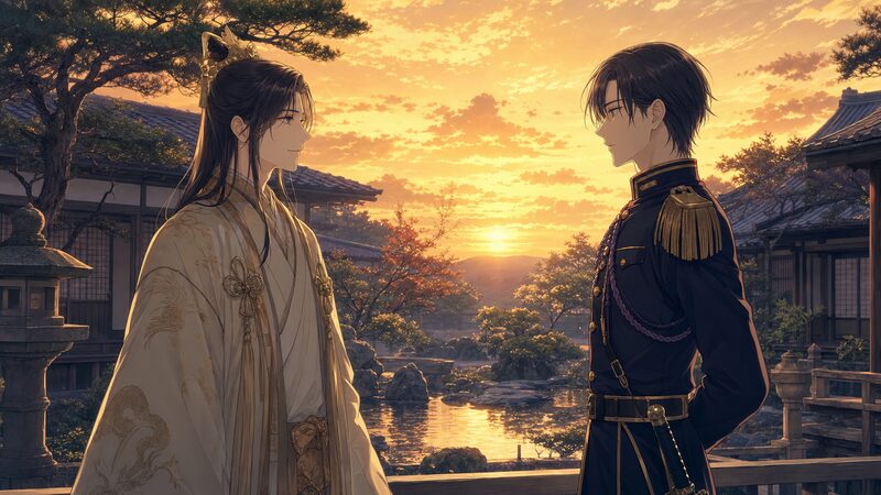 堯人（たかいひと）と清霞の旧知の関係を描いたイメージ