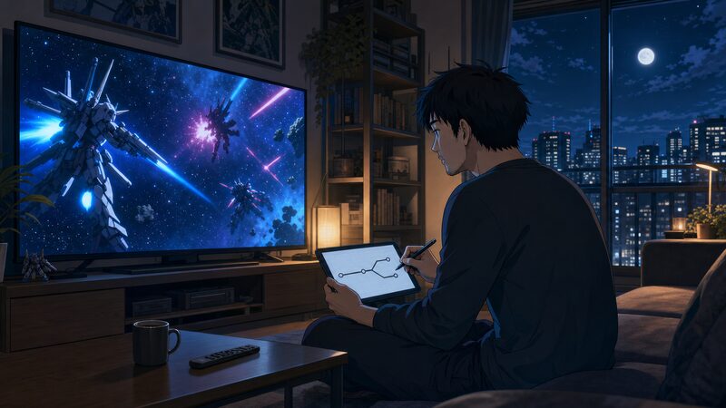 ジークアクスの視聴ガイドと正史との接点を整理するイメージイラスト