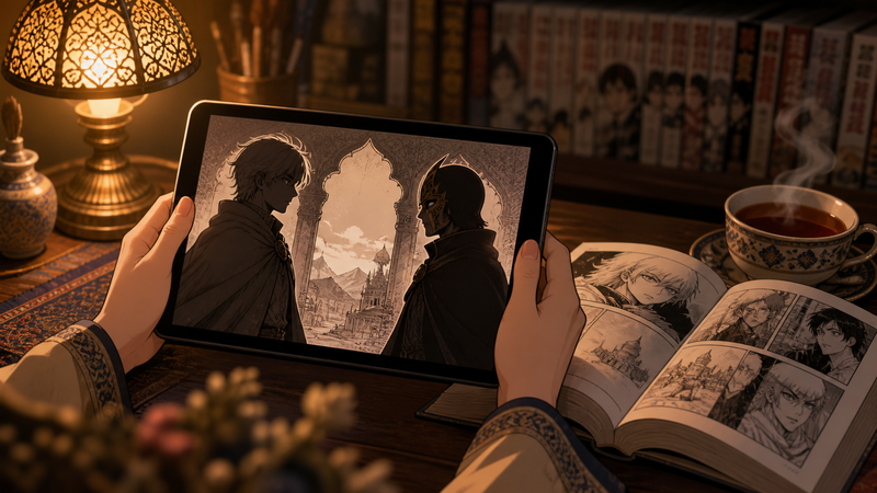 アルスラーン戦記の続きを読む・見るイメージ、電子書籍とアニメ視聴の情景