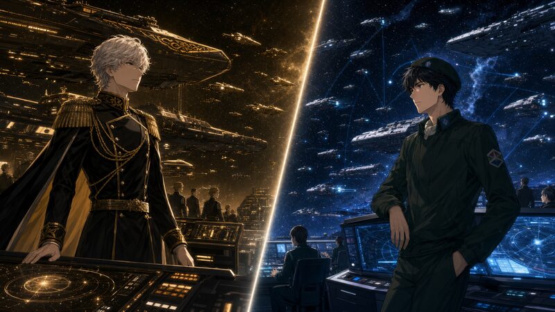 ラインハルトとヤン・ウェンリーの対比を表すイメージ