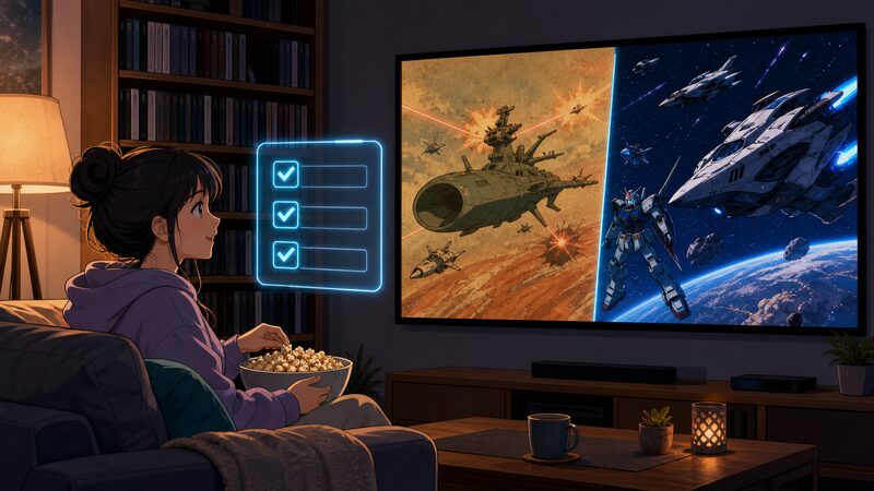 ファーストガンダムを予習してからジークアクスを見る視聴スタイルのイメージイラスト