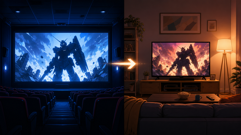 劇場版とTVシリーズどちらを先に見るか迷う視聴者向けのイメージイラスト